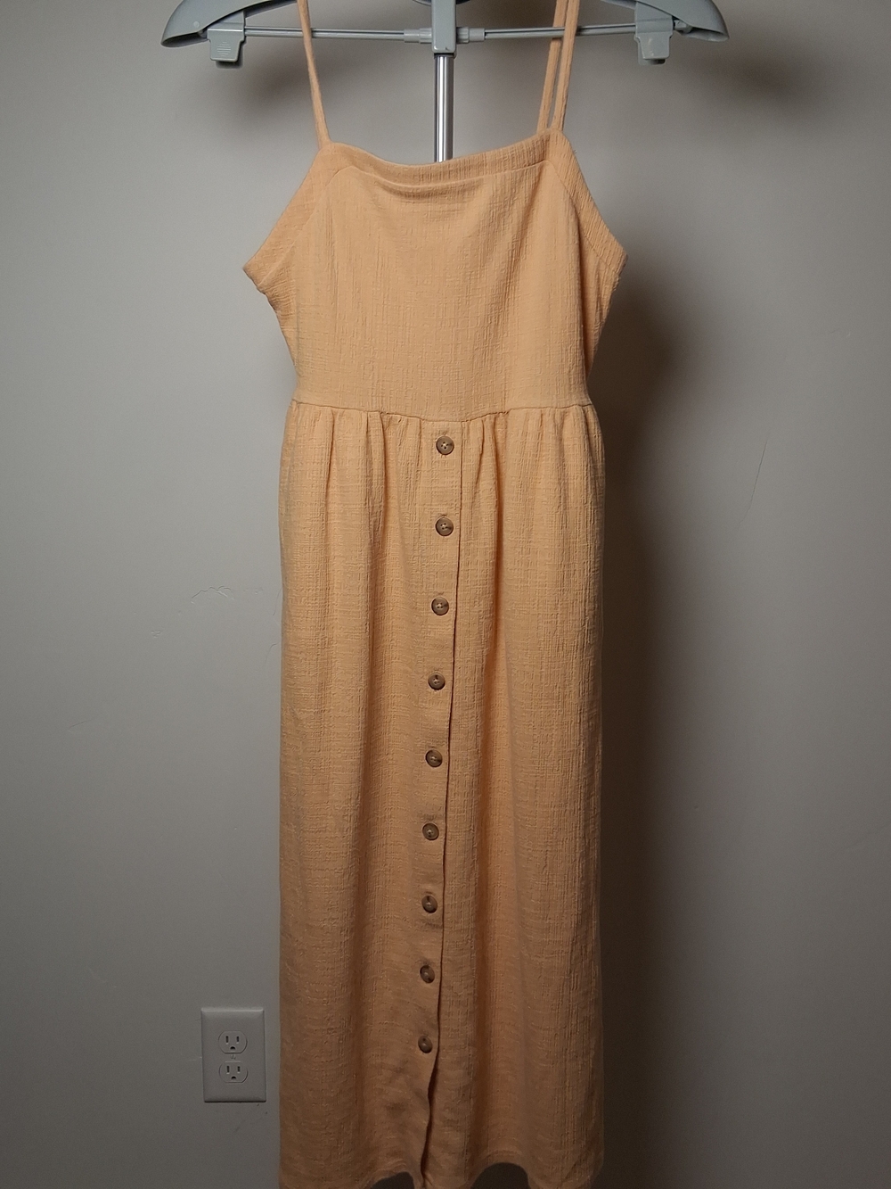 Madewell Yellow Cami Dress Women's size XS Button Accents Midi Spaghetti Straps